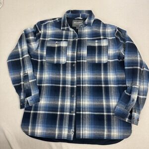 Rugged Elements Blue Plaid Fleece Lined Flannel Shirt Jacket Size M